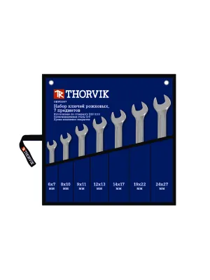 Набор ключей THORVIK гаечных рожковых в сумке, 6-27мм, 7 предметов, OEWS007