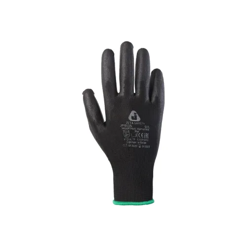 Перчатки JETA SAFETY JP011b-XL, защитные из полиэфирной пряжи c полиуретановым покрытием, цвет черный, размер XL