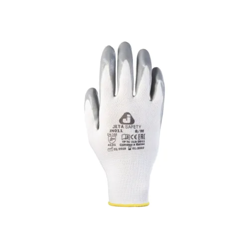 Перчатки JETA SAFETY JN011-XL, защитные промышленные трикотажные из синтетической пряжи (полиэстер) с нитриловым покрытием ладони, цвет серый