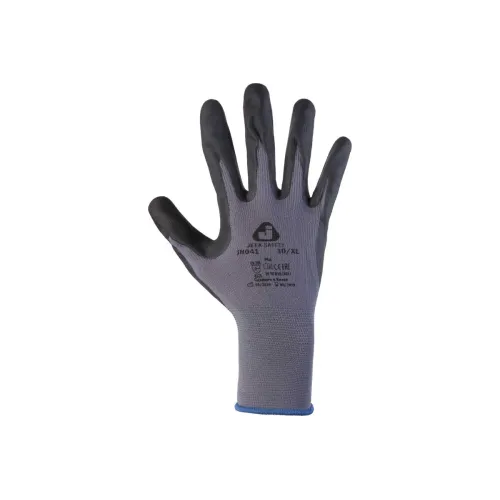 Перчатки JETA SAFETY JN041-L, защитные промышленные трикотажные из синтетической пряжи (полиэстер) с пенонитриловым покрытием ладони, цвет серый