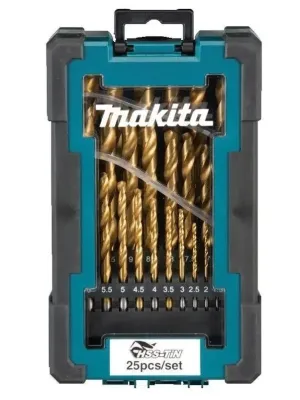 Набор сверл по металлу MAKITA HSS-TiN Economy, 25 шт. (1-13 мм) (D-72235)