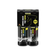 Комплект KARCHER для внешней уборки автомобиля, включает средство для удаления следов насекомых и средство для чистки колёсных дисков объёмом 0,5 л.