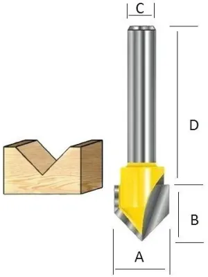 Фреза MAKITA V-образная 90° 15,9х12,7х12х38х2Т