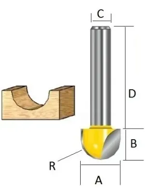 Фреза MAKITA паз. галтельная 12,7R 25,4х19х12х38х2Т