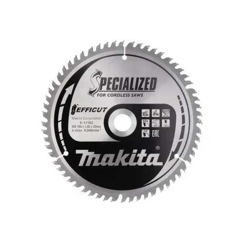Диск пильный MAKITA 190x20x1.85/1.35x60T по дереву (EFFICUT)