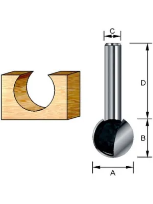 Фреза MAKITA шаровидная 4,76R 9,5х9,5х8х32х2Т