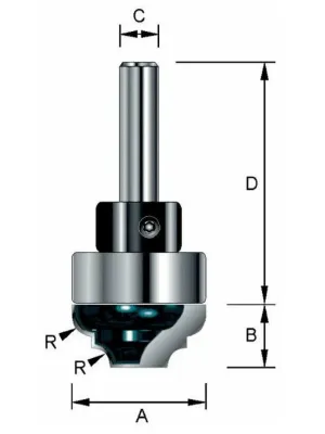 Фреза MAKITA паз. фасонная 3,18R 22х9,9х8х40х2Т, хвост. подшипник