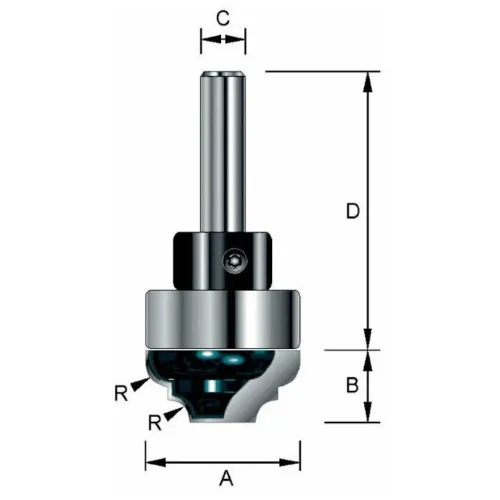 Фреза MAKITA паз. фасонная 3,18R 22х9,9х8х40х2Т, хвост. подшипник