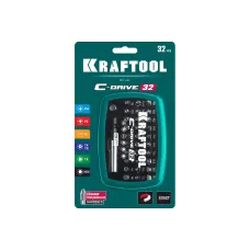 Набор бит KRAFTOOL C-Drive-32, 30 бит 25мм, PH, PZ, HEX, TORX, магнитный адаптер, переходник HEX 1/4