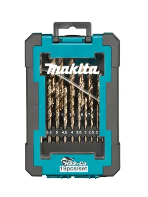 Набор сверл по металлу MAKITA HSS-Сo, 19 шт. (1-10 мм, шаг 0.5 мм)