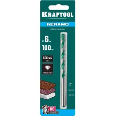 Сверло по керамограниту KRAFTOOL «KERAMO», 6х100мм, с твердосплавной пластиной, (29175-100-6)