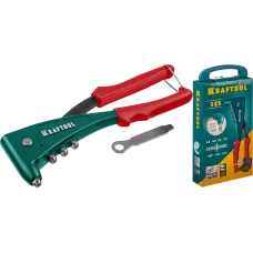 Заклепочник KRAFTOOL X-5F, усиленный, литой корпус, закл. нержавеющая сталь, сталь, алюминий 4 2.4, 3.2, 4.0, 4.8 мм, кейс + 60 заклёпок (31173-H6_z01