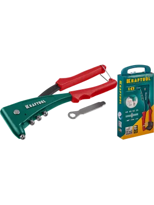 Заклепочник KRAFTOOL X-5F, усиленный, литой корпус, закл. нержавеющая сталь, сталь, алюминий 4 2.4, 3.2, 4.0, 4.8 мм, кейс + 60 заклёпок (31173-H6_z01