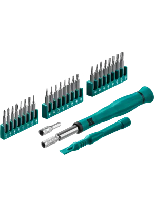 Отвертка для точных работ KRAFTOOL Precision-28, 28 предметов, спецально для мобильных устройств, (25677)