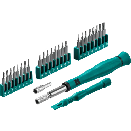 Отвертка для точных работ KRAFTOOL Precision-28, 28 предметов, спецально для мобильных устройств, (25677)