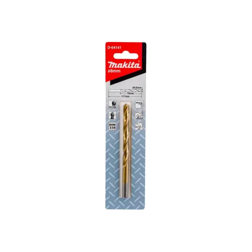 Сверло по металлу MAKITA 8х75x117, 1 шт. HSS-TiN Economy (D-64141)