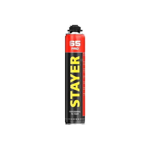 Пена монтажная STAYER PRO 65 800мл пистолетная, всесезонная, с увеличенным выходом, (41137)