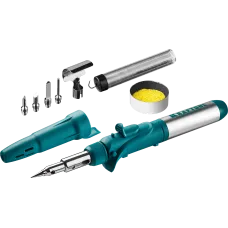 Паяльник газовый KRAFTOOL SolderPro 120K, 3в1: паяльник 450C°, газовая горелка 1300C°, фен 600C°, 30-120Вт, 75мин, 7 насадок, (55503-H10)
