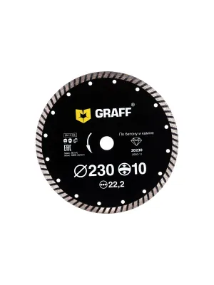 Диск алмазный GRAFF 230х10х2.8х22.23мм по бетону и камню турбо