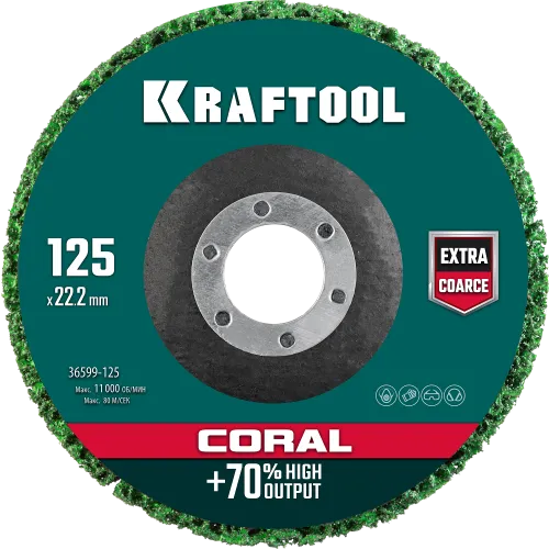 Круг шлифовальный KRAFTOOL «CORAL», 125x22.2мм, абразивный синтетический, (36599-125)