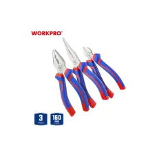Набор из 3-х инструментов WORKPRO, плоскогубцы 160мм, бокорезы 160мм, длинногубцы 160мм