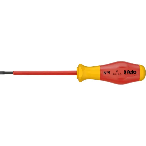 Отвертка FELO диэлектрическая шлицевая SL4,0x0,8x100 91304090