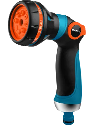 Пистолет для полива GRINDA S-8 «PRO Line», 8 режимов, двухкомпонентный корпус с TPR-покрытием, плавная регулировка распыления, (429100)