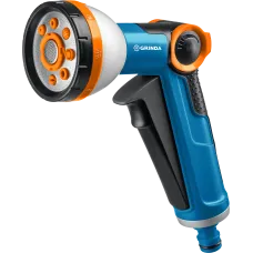 Пистолет для полива GRINDA X-8 «PRO Line», 8 режимов, двухкомпонентный корпус с TPR-покрытием, курок расположенный спереди c автоматическим фиксатором