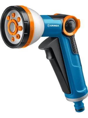 Пистолет для полива GRINDA X-8 «PRO Line», 8 режимов, двухкомпонентный корпус с TPR-покрытием, курок расположенный спереди c автоматическим фиксатором