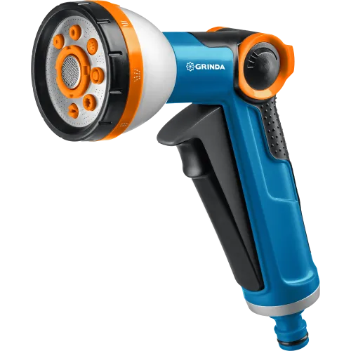 Пистолет для полива GRINDA X-8 «PRO Line», 8 режимов, двухкомпонентный корпус с TPR-покрытием, курок расположенный спереди c автоматическим фиксатором