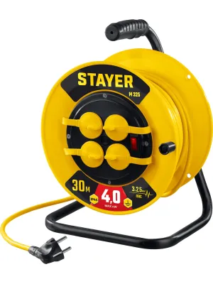 Удлинитель эл. STAYER М-325 ПВС 3х2.5 30м 4000Вт IP44, на катушке
