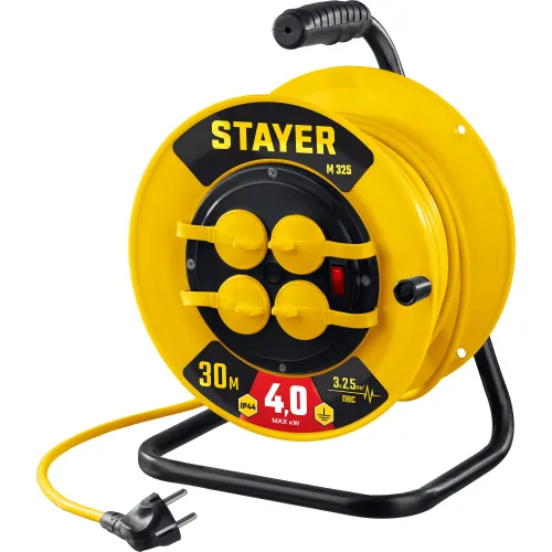 Удлинитель эл. STAYER М-325 ПВС 3х2.5 30м 4000Вт IP44, на катушке