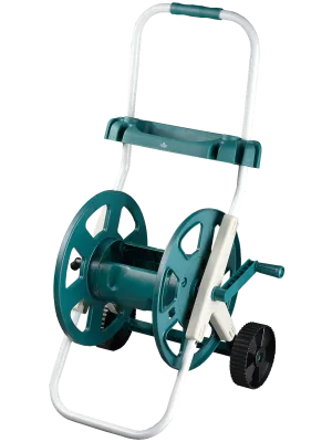 Катушка для шланга RACO 60м х 1/2″, усиленные колеса, стальные опоры и рукоятка, пластиковый корпус, доп. полочка (4260-55/584)