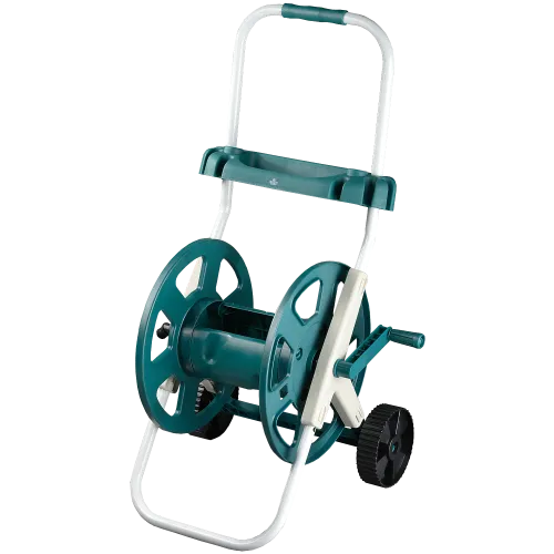 Катушка для шланга RACO 60м х 1/2″, усиленные колеса, стальные опоры и рукоятка, пластиковый корпус, доп. полочка (4260-55/584)