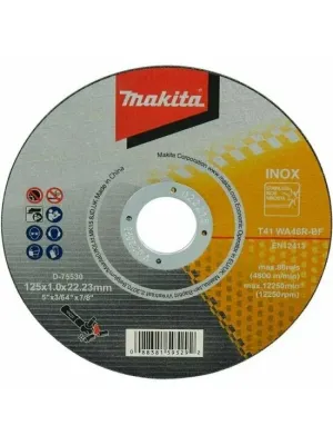 Диск отрезной MAKITA 125х1х22,23 для стали/нержавеющей стали плоский WA46R