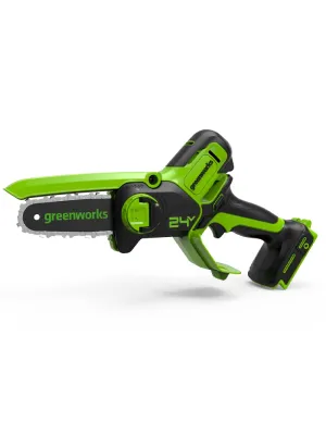 Аккумуляторная пила цепная GREENWORKS G24MCS10, мини 10см, 1х2Ач, ЗУ)
