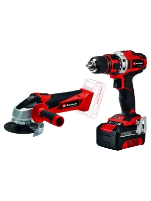 Набор инструмента EINHELL PXC TE-TK 18/2 Li Kit (CD+AG), 18В 1х4Ач Li-ion (Акк. дрель TE-CD 18/40 Li + Акк. УШМ TC-AG 18/115 Li)