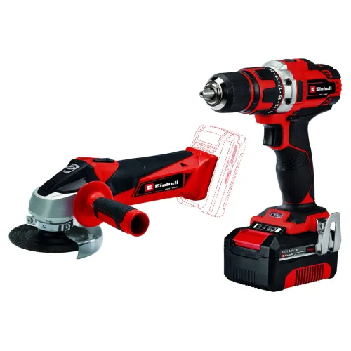 Набор инструмента EINHELL PXC TE-TK 18/2 Li Kit (CD+AG), 18В 1х4Ач Li-ion (Акк. дрель TE-CD 18/40 Li + Акк. УШМ TC-AG 18/115 Li)