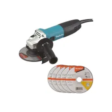 Угловая шлиф.машина MAKITA GA5030RX9, 125 мм, 720 Вт, 11000 об/мин, плавный пуск, функция антирестарта, D-18770 – 5 шт (125х1,2 мм)