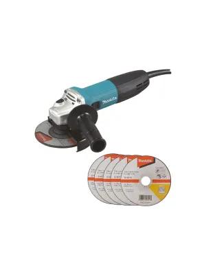 Угловая шлиф.машина MAKITA GA5030RX9, 125 мм, 720 Вт, 11000 об/мин, плавный пуск, функция антирестарта, D-18770 – 5 шт (125х1,2 мм)