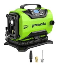 Аккумуляторный компрессор автомобильный GREENWORKS 24V / 12V, (от прикуривателя автомобиля), без АКБ и ЗУ в сумке