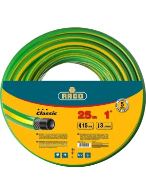 Шланг поливочный RACO CLASSIC 1″, 25м 15атм трёхслойный, армированный (40306-1-25)