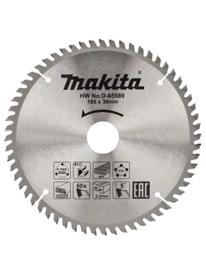 Диск пильный MAKITA 185x30x2.2/1.4x60T, универсальный для алюминия/дерева/пластика,