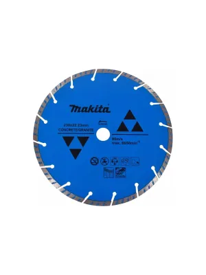 Диск алмазный MAKITA 230x22,23x7 мм сегментированный Турбо по бетону/граниту 