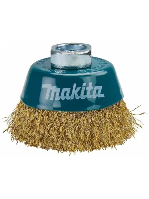 Щетка чашечная MAKITA проволочная (d60 мм, толщ. проволоки 0.3 мм, гофрированная, латунь, M14x2) (D-39746)