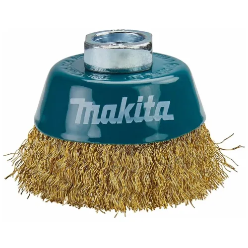 Щетка чашечная MAKITA проволочная (d60 мм, толщ. проволоки 0.3 мм, гофрированная, латунь, M14x2) (D-39746)