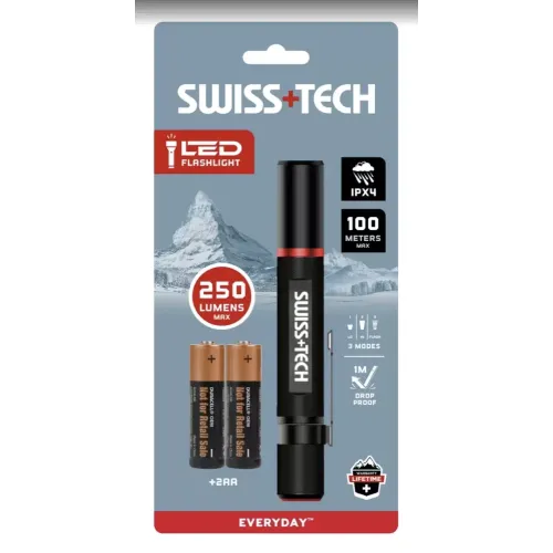 Фонарик 2AA, 100/50 м, алюминиевый корпус SWISS+TECH