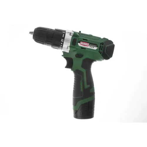 Аккумуляторная дрель Hammer ACD12/2CS, 12 В, 2x1.5 Ач Li-ION, 10 мм, 0-350/0-1400 об/мин, 26 Нм, в кейсе