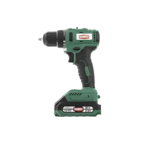 Аккумуляторная дрель бесщеточная Hammer ACD18BL, 18 В, 2x2 Ач Li-ION, 10 мм, 0-400/0-1500о б/мин, 50Н м, в кейсе