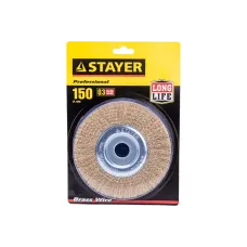 Щетка дисковая STAYER 150 мм, витая стальная латунированная проволока 0.3 мм,  для УШМ, Professional (35122-150)